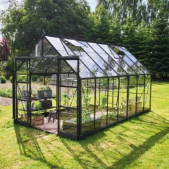 Sale Halls ICON 8 DRIVHUS EKSKL. SOKKEL 3 MM DELT GLAS SORT 11,2 M2