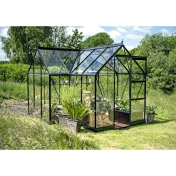 Halls ICON 6 GARDENHOUSE EKSKL. SOKKEL HÆRDET GLAS SORT 8,6 M2