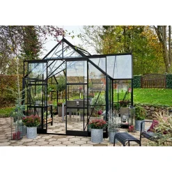 Hot Halls ICON 8 GARDENHOUSE EKSKL. SOKKEL HÆRDET GLAS SORT 13,0 M2