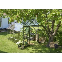 Outlet Halls QUBE+ 812 DRIVHUS EKSKL. SOKKEL 3 MM HÆRDET GLAS SORT 9,9 M2