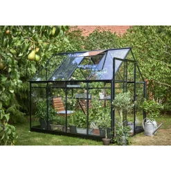 Clearance Halls QUBE 68 DRIVHUS 3 MM HÆRDET GLAS HELE BANER SORT 5 M²
