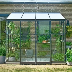 Sale Halls QUBE LEAN-TO 68 VÆGDRIVHUS 3 MM HÆRDET GLAS SORT 4,7 M2