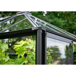 Hot Halls QUBE SQUARE DRIVHUS 3 MM HÆRDET GLAS HELE BANER SORT 6,3 M2