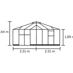 Hot Halls QUBE SQUARE DRIVHUS 3 MM HÆRDET GLAS HELE BANER SORT 6,3 M2