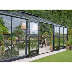 Clearance Juliana GRAND OASE DRIVHUS 3 MM HÆRDET GLAS HELE BANER ANTRACIT 25,6 M2