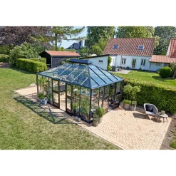 Outlet Juliana GRAND OASE ORANGERI 3 MM HÆRDET GLAS HELE BANER ANTRACIT 18,8 M2