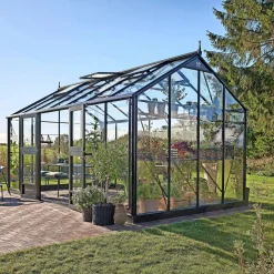 Online Juliana JUBII 60 EKSKL. SOKKEL DRIVHUS 3 MM HÆRDET GLAS HELE BANER SORT 15,1 M2