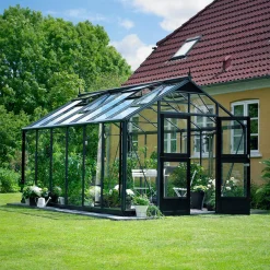Clearance Juliana PREMIUM EKSKL. SOKKEL DRIVHUS 3 MM HÆRDET GLAS HELE BANER ANTRACIT 13 M²