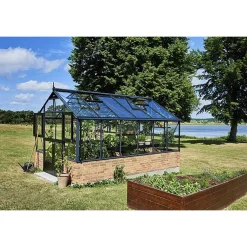 New Juliana PREMIUM EKSKL. SOKKEL DRIVHUS 3 MM HÆRDET GLAS HELE BANER ANTRACIT 13 M²