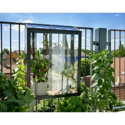 Clearance Juliana URBAN BALCONY VÆGDRIVHUS 4 MM HÆRDET GLAS HELE BANER SORT 0,16 M²