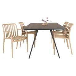 Outlet Outrium CARROS/MURCIA BORD + 4 STOLE HAVEMØBELSÆT SORT/SANDGRÅ