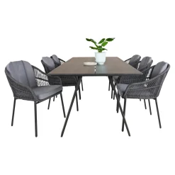 Discount Outrium CARROS/PALMA BORD + 6 STOLE HAVEMØBELSÆT SORT/GRÅ