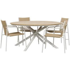 Sale Outrium CATANIA BORD + 4 STOLE HAVEMØBELSÆT NATUR/GRÅBEIGE