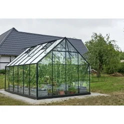 Sale Outrium DRIVHUS INKL. SOKKEL 3 MM DELT GLAS SORT 9,9 M2