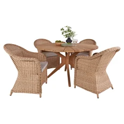 Clearance Outrium ESTORIL/SYMI MED 4 STOLE HAVEMØBELSÆT TEAK/NATUR