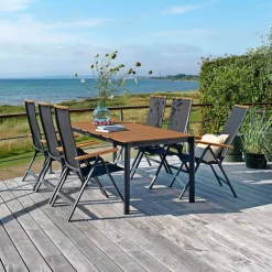 Outrium FARO MED 6 STOLE HAVEMØBELSÆT NATUR/SORT