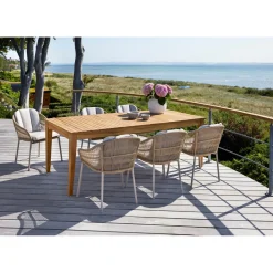 Hot Outrium GILI/PALMA BORD + 6 STOLE HAVEMØBELSÆT TEAK/SANDGRÅ