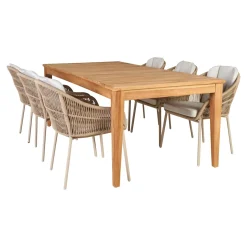 Hot Outrium GILI/PALMA BORD + 6 STOLE HAVEMØBELSÆT TEAK/SANDGRÅ