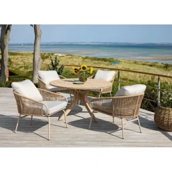 Sale Outrium JEPARA BORD + 4 STOLE HAVEMØBELSÆT NATUR/SANDGRÅ