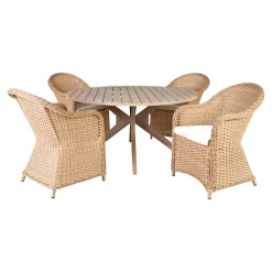 Outlet Outrium JEPARA/SYMI BORD + 4 STOLE HAVEMØBELSÆT NATUR