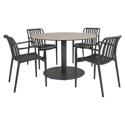 Hot Outrium LEROS/MURCIA BORD + 4 STOLE HAVEMØBELSÆT GRÅ / SORT