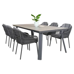 Sale Outrium LEROS/PALMA BORD + 6 STOLE HAVEMØBELSÆT GRÅ