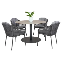 Sale Outrium LEROS/PALMA BORD + 4 STOLE HAVEMØBELSÆT GRÅ