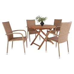 New Outrium SYROS/NAPOLI MED 4 STOLE HAVEMØBELSÆT TEAK/NATUR