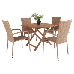 New Outrium SYROS/NAPOLI MED 4 STOLE HAVEMØBELSÆT TEAK/NATUR