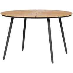 Clearance Outrium TAVIRA Ø120 CM HAVEBORD SORT/TEAK LOOK