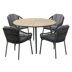 Sale Outrium TAVIRA/PALMA BORD + 4 STOLE HAVEMØBELSÆT NATUR/GRÅ