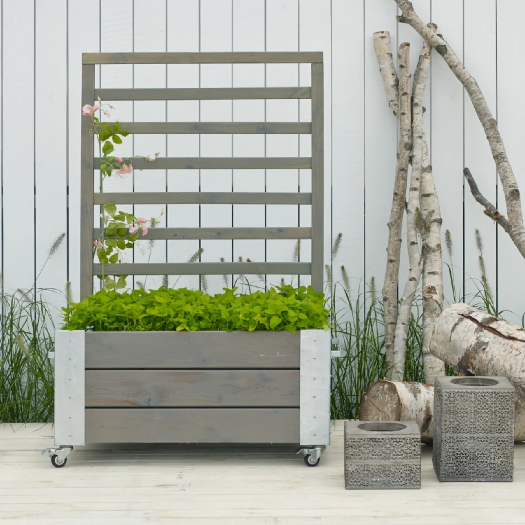 Hot Plus CUBIC BLOMSTERRUMDELER GRÅBRUN 130 X 87 X 50 CM