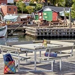 New Plus TWIST BORDBÆNKESÆT GRÅBRUN